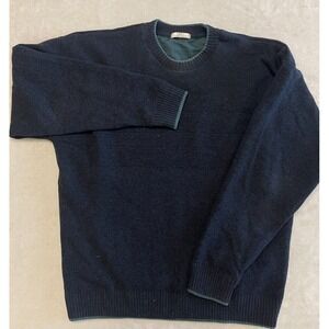 VTG St. Michael Marks & Spencer‎ Navy Blue Lambswool Sweater M Polyester Lining